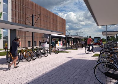 Parkmöglichkeiten für Fahrräder am Park+Ride-Parkhaus Reutles.