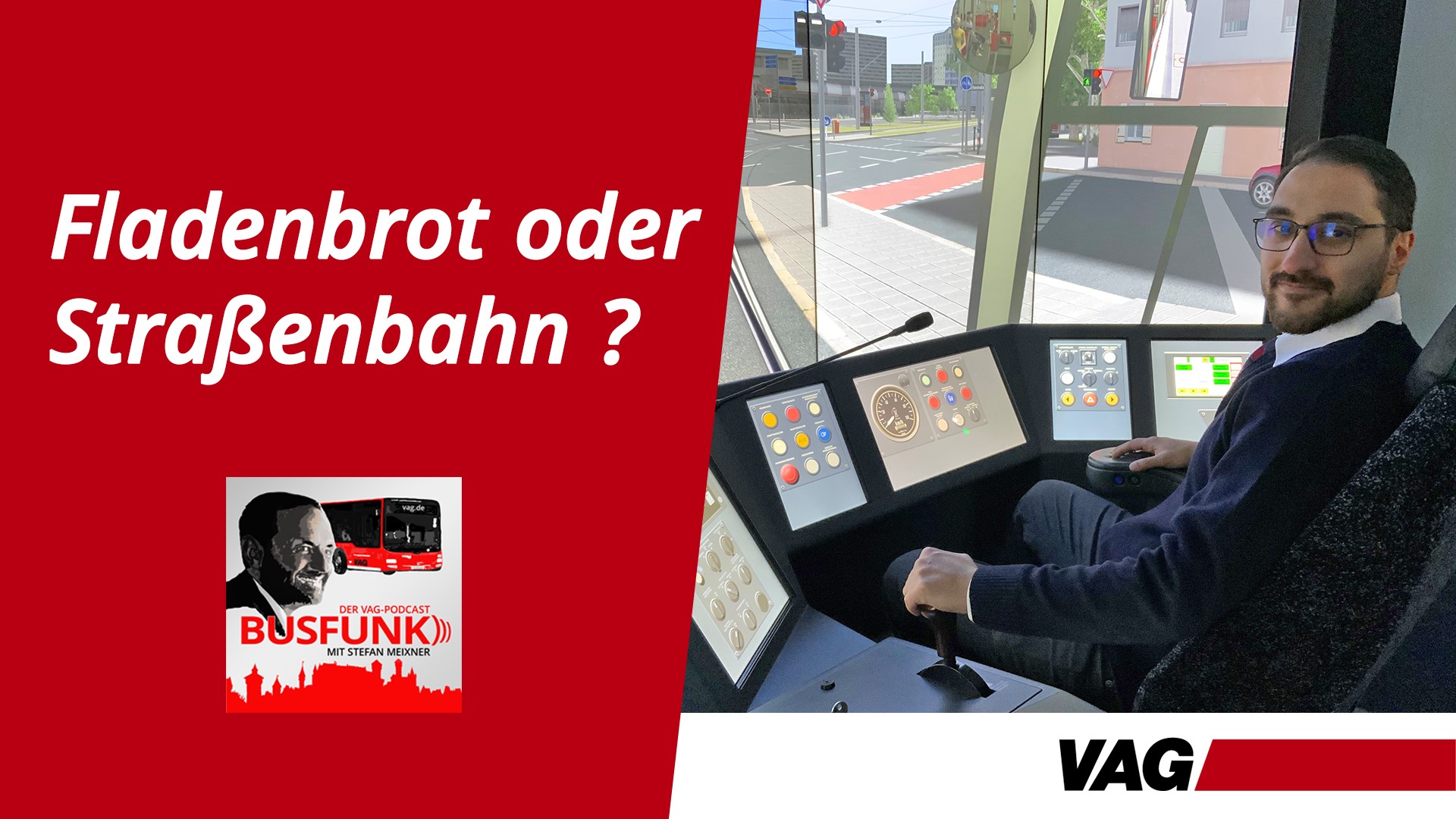 Busfunk-Gast Kadir Özyön am Straßenbahnsimulator