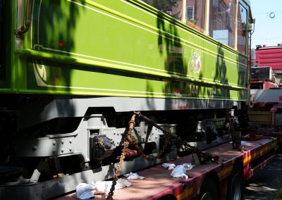 Per Tieflader reiste der Zeppelinwagen von Krakau nach Nürnberg.